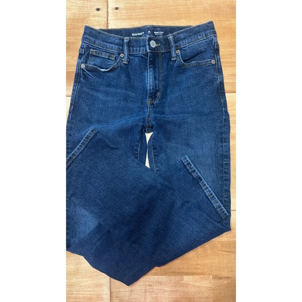 Old Navy Boys Boot-Cut Jeans Dark Wash Slim Fit‎ Built-In Flex Size 14 Slim
